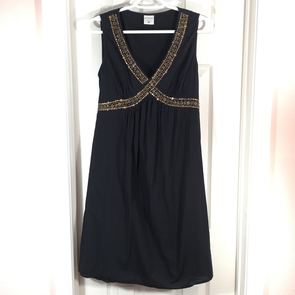 Motherhood Maternity Dress Sleeveless Black Sequin